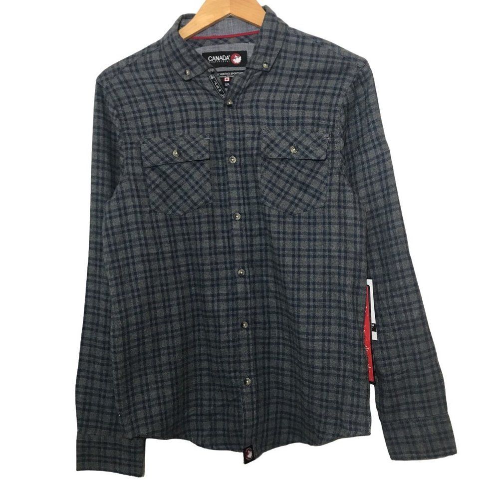 CANADA WEATHER GEAR 100% Cotton Plaid Button Down Shirt Jacket Size Small